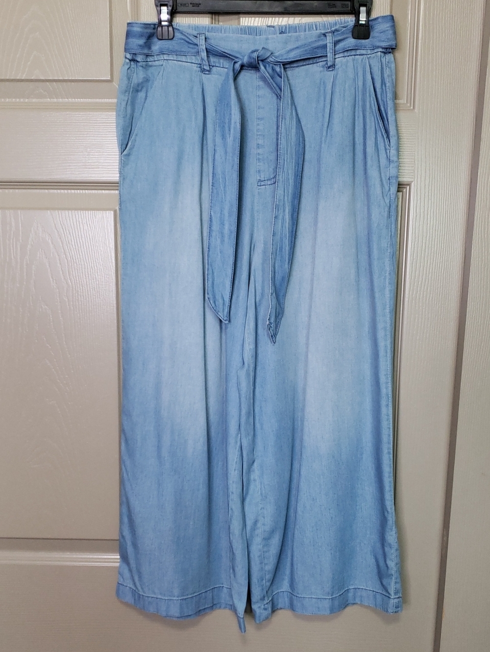 Rewash Light Blue Cropped Boho Wide-Leg Tie-Waist Women's Jeans Size Medium